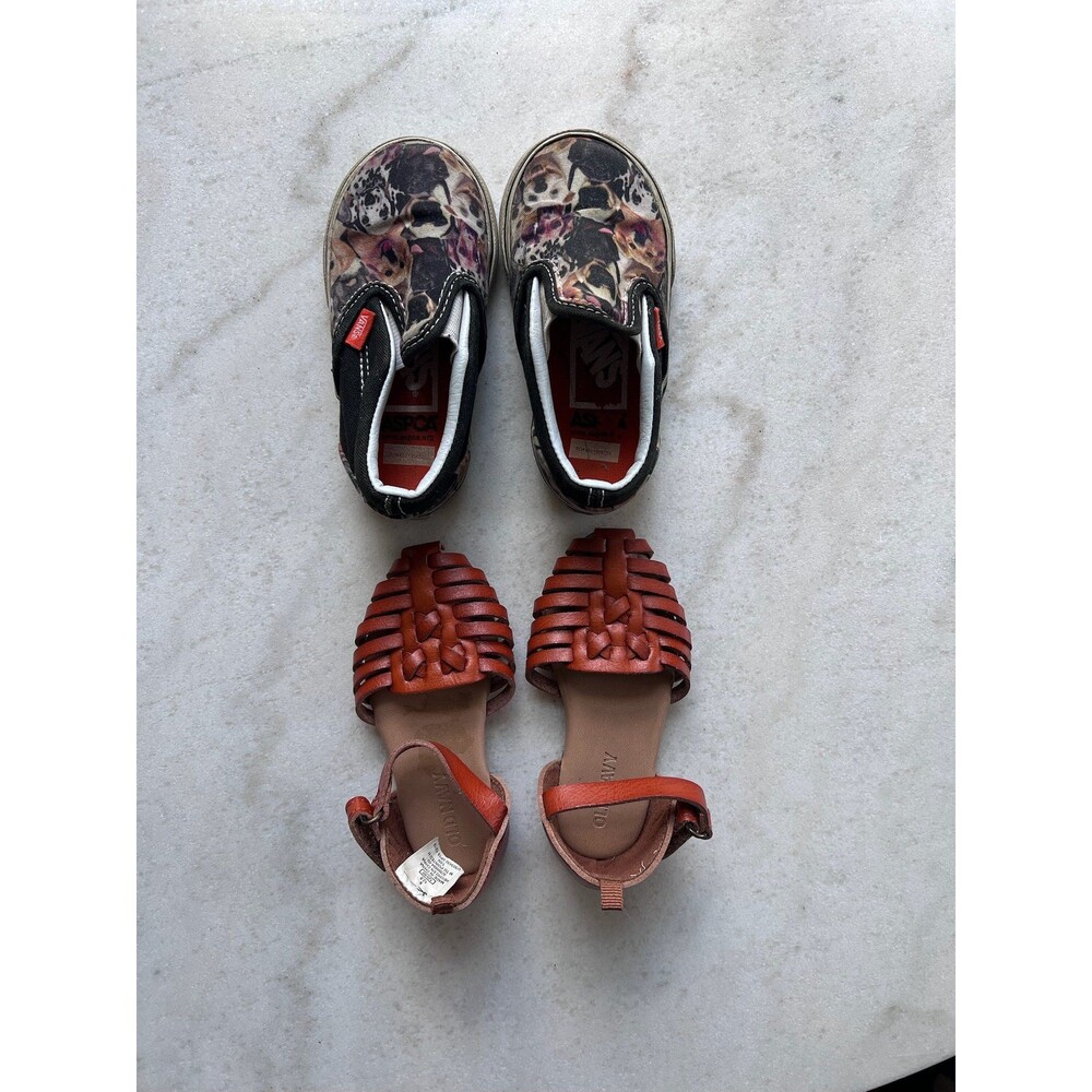 BUNDLE Vans ASPCA Kids Slip-On Shoes and Old Navy Huarache Sandals Size 5